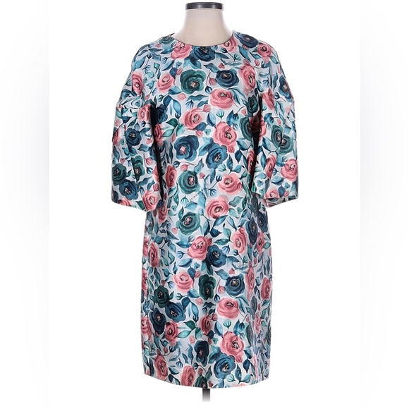 BURBERRY Rose Print Accent Sleeve Shift Dress Size US8 VGUC - Picture 5 of 10
